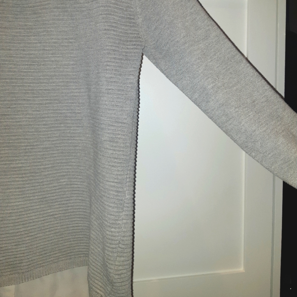Grey & White Ribbed Fooler Sweater - Picture 6 of 8
